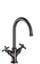 AXOR-HG-AXOR-Montreux-2-Griff-Waschtischarmatur-210-mit-Kreuzgriffen-und-Ablaufgarnitur-Polished-Black-Chrome-16506330 gallery number 1